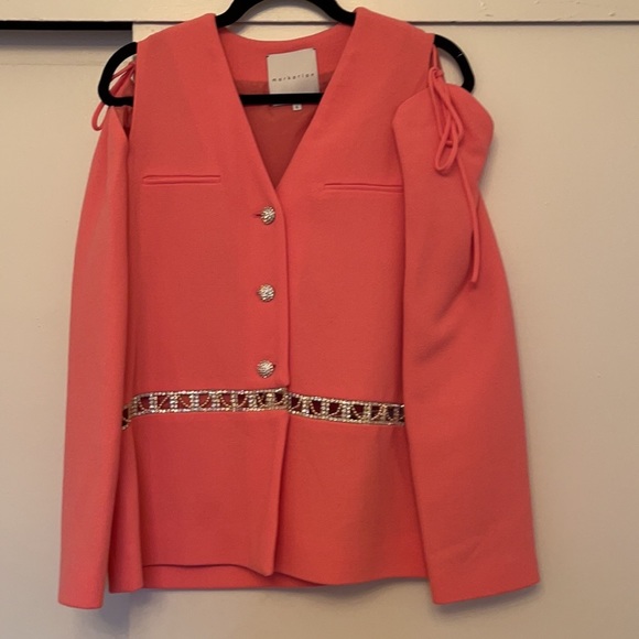 LAST CHANCE NWOT Markarian Rhinestone Pink Wool Blazer, Size 6 - Picture 2 of 7
